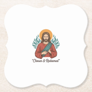 Chosen & Redeemed Christian Vintage Jesus T-Shirt  Paper Coaster