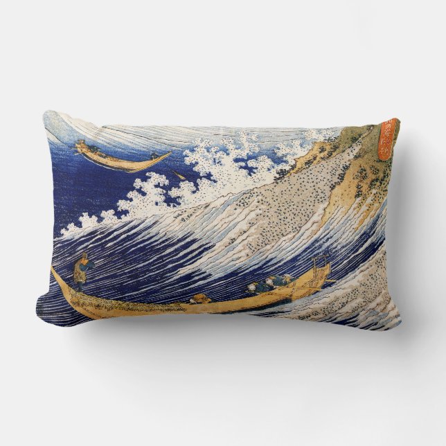 Choshi in the Simosa province by Hokusai Lumbar Cushion (Front)