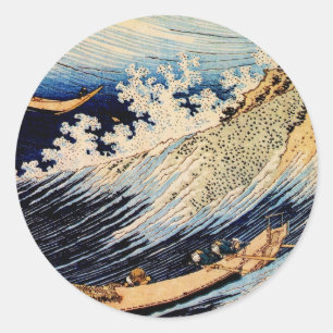 Choshi in the Simosa province by Katsushika Hokusa Classic Round Sticker
