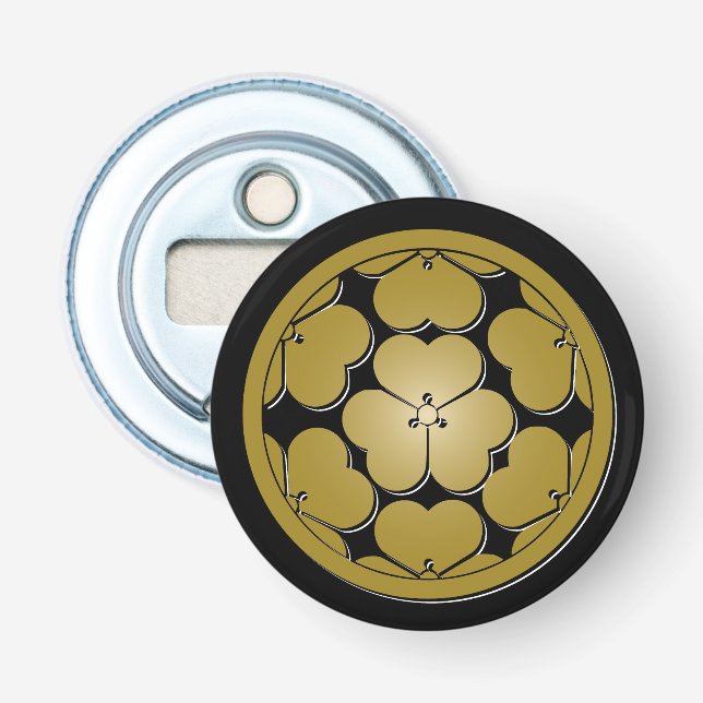 Chosokabe Mon Japanese samurai clan Bottle Opener (Front)