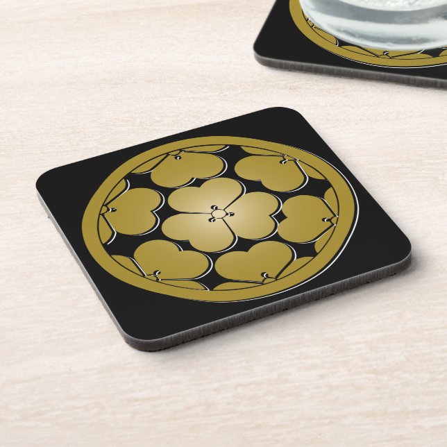 Chosokabe Mon Japanese samurai clan Oriental Crest Coaster (Left Side)