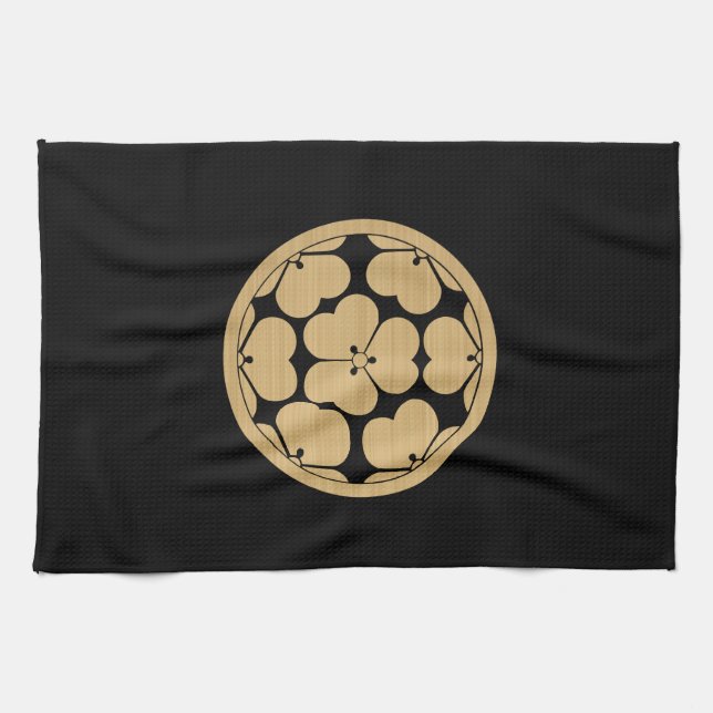 Chosokabe Mon Japanese samurai clan Tea Towel (Horizontal)