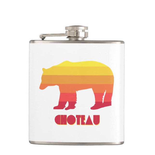 Choteau Montana Rainbow Bear Hip Flask (Front)