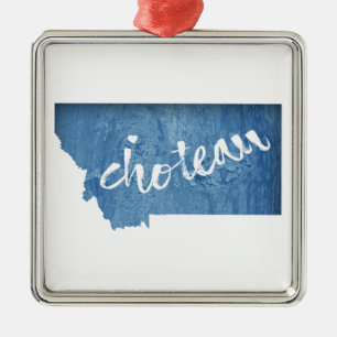 Choteau Montana Wood Grain Metal Tree Decoration