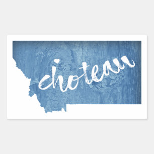 Choteau Montana Wood Grain Rectangular Sticker