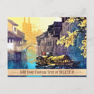 Chou Xing Hua Suzhou Scenery river sunset painting Postcard