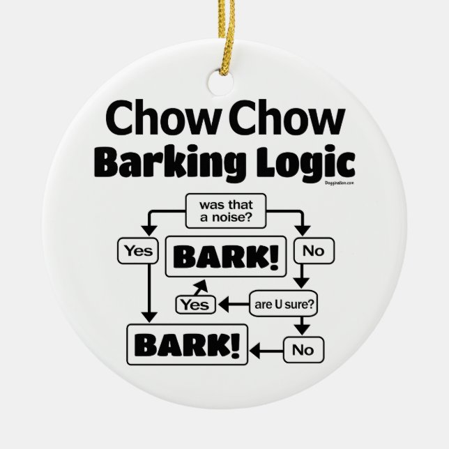 Chow Chow Barking Logic Ceramic Tree Decoration (Front)