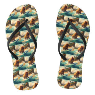 Chow Chow Beach Surfing Painting Jandals