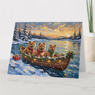 Chow Chow Christmas Boat Holiday Card