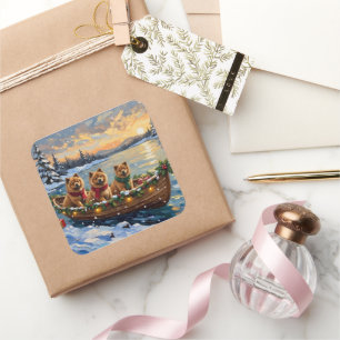 Chow Chow Christmas Boat Holiday Square Sticker