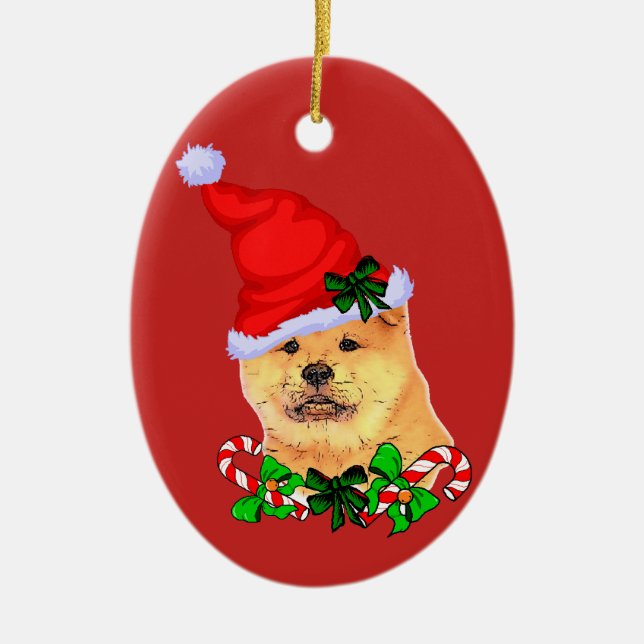 Chow Chow Christmas Ceramic Tree Decoration (Front)