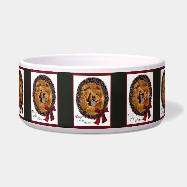 Chow Chow Christmas Dog Bowl (Front)