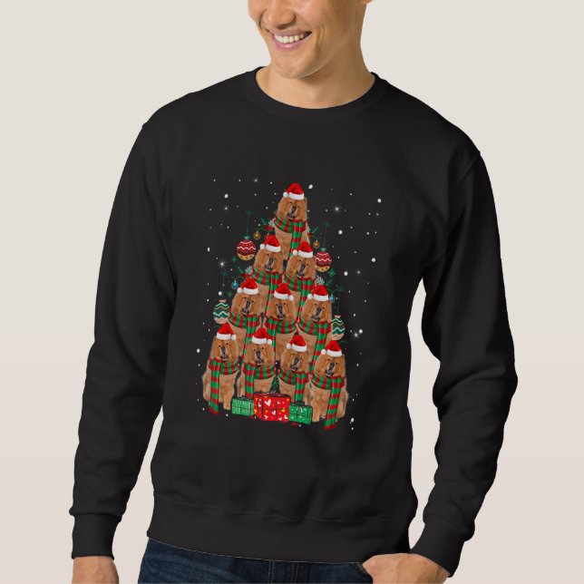 Chow Chow Christmas Dog Tree Lights Pyjamas Family Sweatshirt (Front)