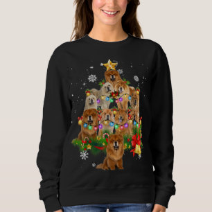 Chow Chow Christmas Dog Tree Lights Pyjamas Family Sweatshirt