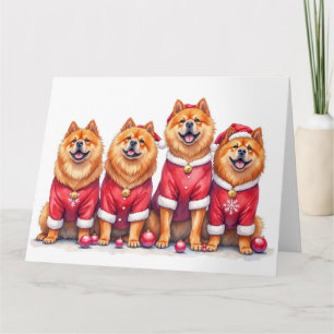 Chow Chow Christmas Dress Santa Hat Card