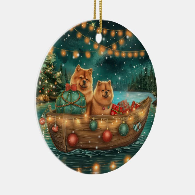 Chow Chow Christmas Festive Voyage Ceramic Tree Decoration (Right)