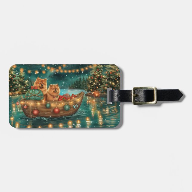 Chow Chow Christmas Festive Voyage Luggage Tag (Front Horizontal)