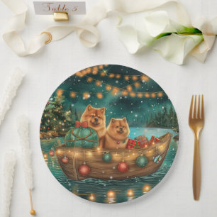 Chow Chow Christmas Festive Voyage Paper Plate