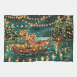 Chow Chow Christmas Festive Voyage Tea Towel