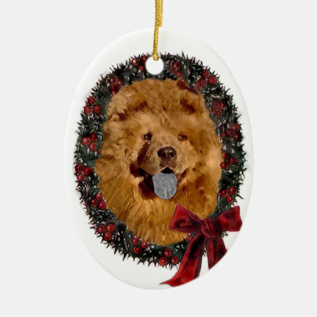 Chow Chow Christmas Gifts Ceramic Tree Decoration (Front)