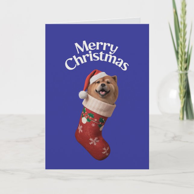 Chow Chow Christmas Stocking Card (Front)