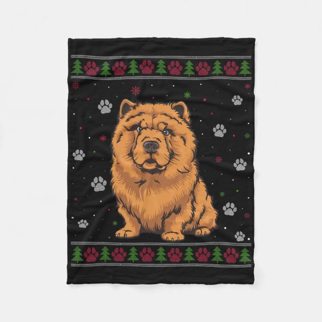 Chow Chow Christmas Sweater Xmas Pet Animal Dog Lo Fleece Blanket (Front)