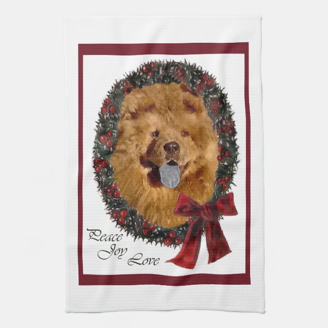 Chow Chow Christmas Tea Towel (Vertical)