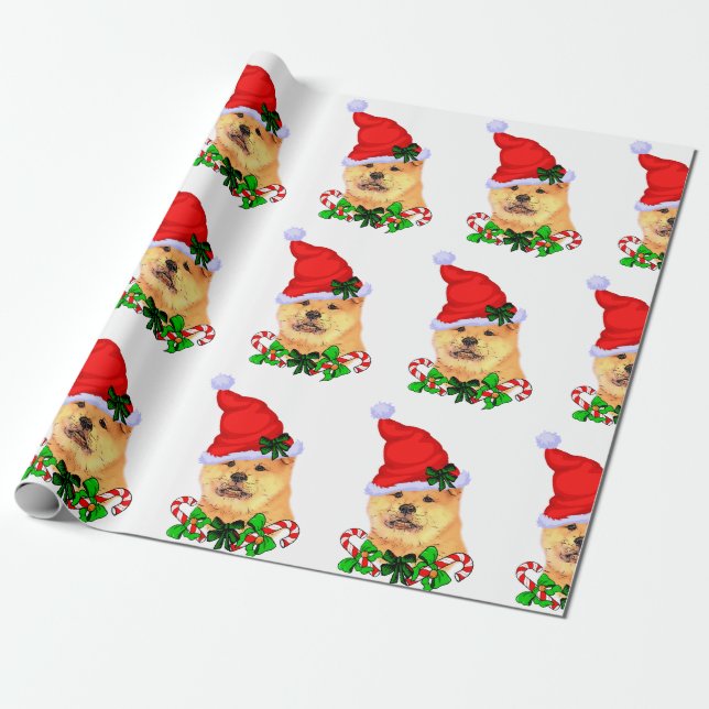 Chow Chow Christmas Wrapping Paper (Unrolled)