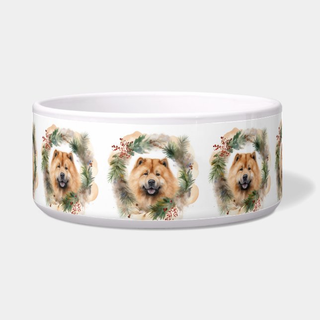 chow chow Christmas Wreath Festive Pup  (Front)