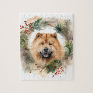 chow chow Christmas Wreath Festive Pup Jigsaw Puzzle