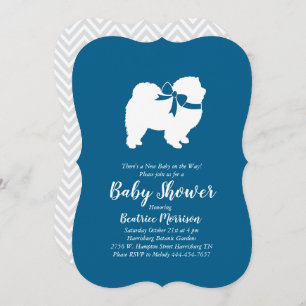 Chow Chow Dog Baby Shower Boy Blue Invitation