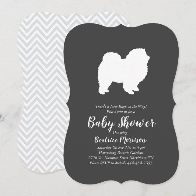 Chow Chow Dog Baby Shower Neutral Invitation (Front/Back)