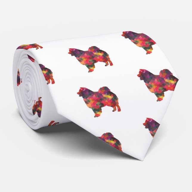 Chow Chow Dog Breed Geo Silhouette Multi Tie (Rolled)