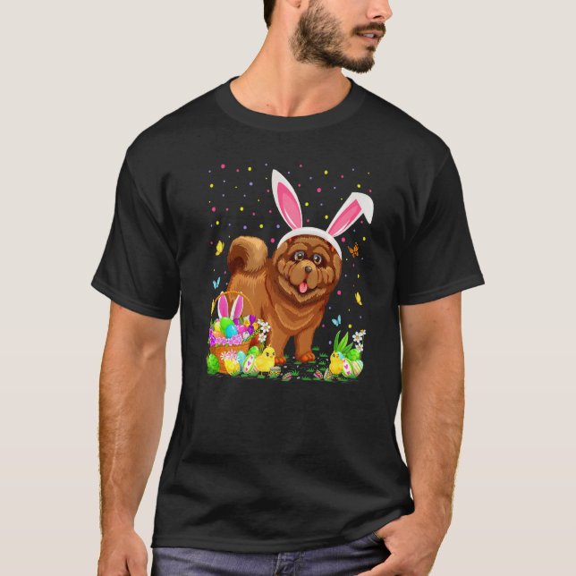 Chow Chow Dog Bunny Egg Hunting Chow Chow Easter S T-Shirt (Front)
