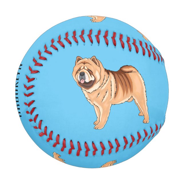 Chow Chow dog cartoon illustration  Baseball (Front Left)