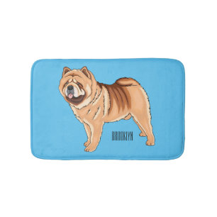 Chow Chow dog cartoon illustration Bath Mat