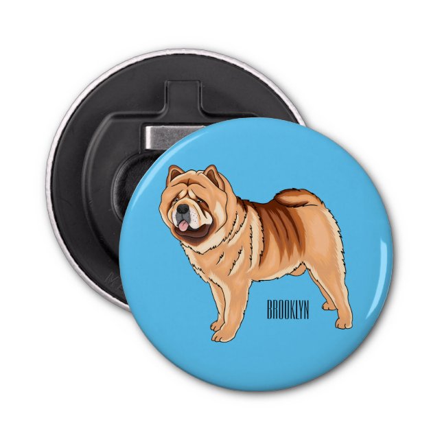 Chow Chow dog cartoon illustration Bottle Opener (Front)