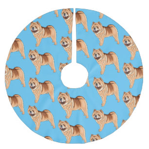 Chow Chow dog cartoon illustration Brushed Polyester Tree Skirt