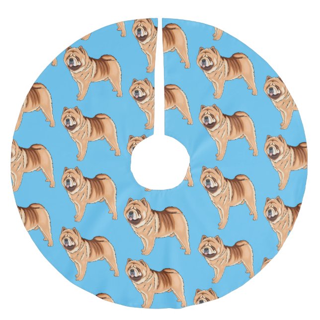 Chow Chow dog cartoon illustration  Brushed Polyester Tree Skirt (Front)
