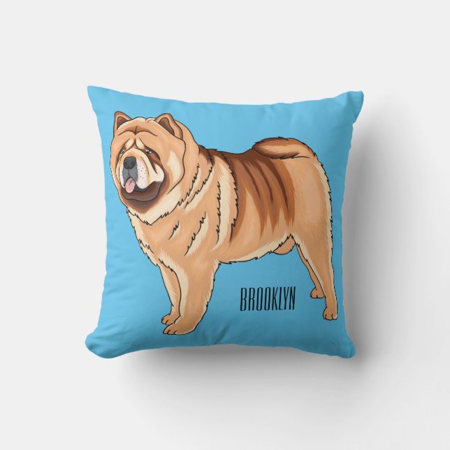 Chow Chow dog cartoon illustration Cushion (Front)