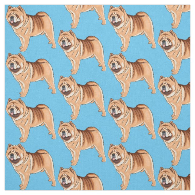 Chow Chow dog cartoon illustration Fabric (Swatch)
