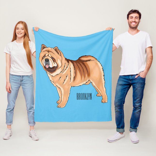 Chow Chow dog cartoon illustration  Fleece Blanket (In Situ)