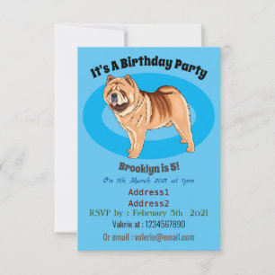 Chow Chow dog cartoon illustration Invitation