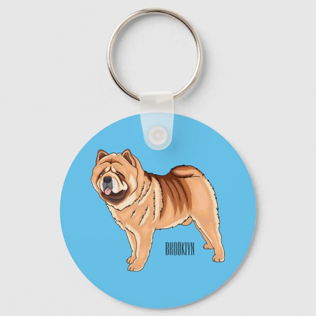 Chow Chow dog cartoon illustration Key Ring (Front)