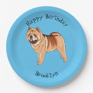 Chow Chow dog cartoon illustration Paper Plate