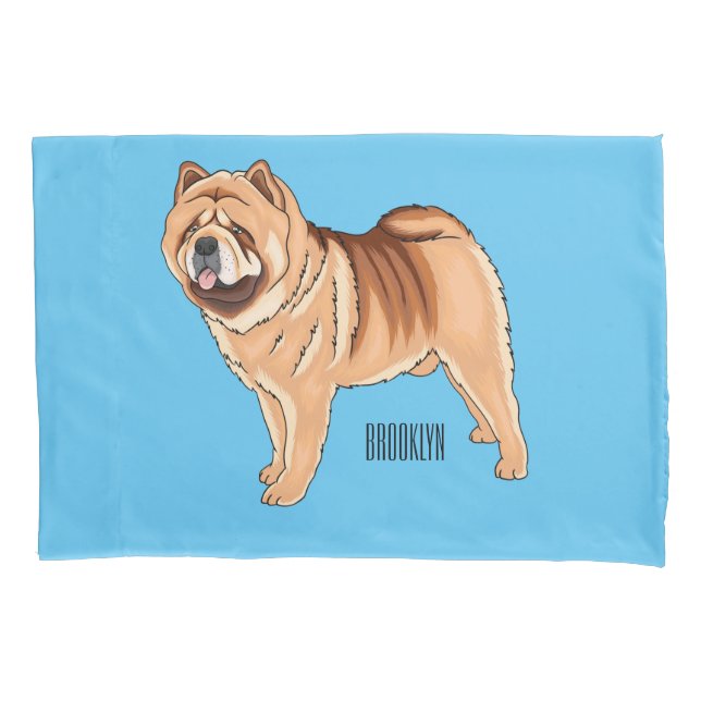 Chow Chow dog cartoon illustration Pillowcase (Front)