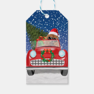 Chow Chow Dog Driving Car In Snow Gift Tags