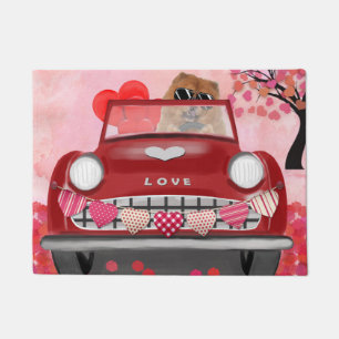 Chow Chow Dog Driving Car with Hearts Valentine's  Doormat