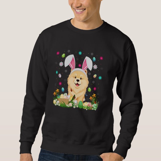 Chow Chow Dog Easter Egg Hunt Bunny Ear Chow Chow  Sweatshirt (Front)