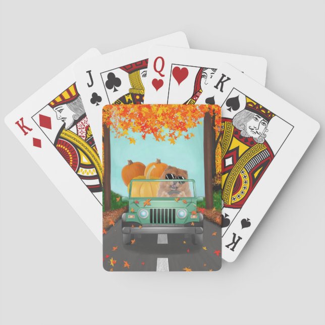 Chow Chow Dog Fall Pumpkin Playing Cards (Back)